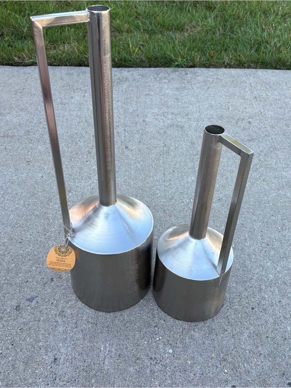 Contemporary Silver Pitcher-Style Vases — Set of 2